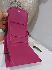 Hakiki Deri Cüzdan pembe